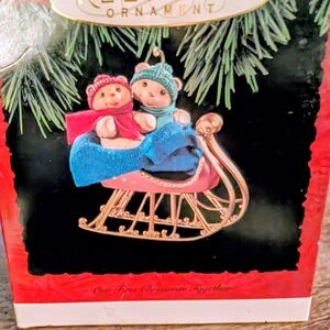 Hallmark Our First Christmas Together Teddy Bear Sleigh Ornament